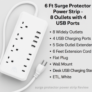 Read more about the article surge protector power strip Review | 8 Outlets & 4 USB Ports 